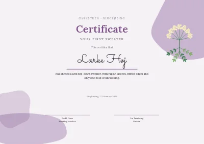 Course certificate — knitting