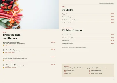 Seiten 4–5 von Menu booklet for a restaurant – 8 pages