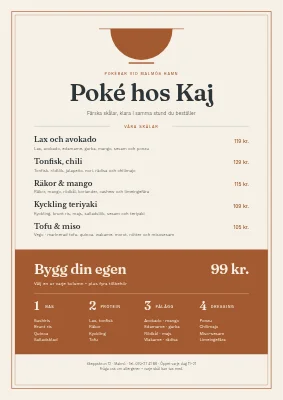 Poké bar — meny med husets bowls