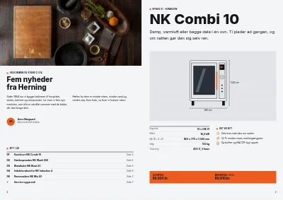 Side 2–3 af Nyhedsbrochure til fagmesse for producent af køkkenudstyr – 8 sider