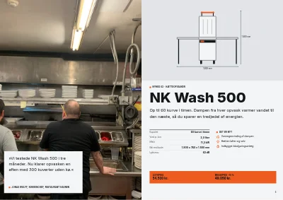 Side 4–5 af Nyhedsbrochure til fagmesse for producent af køkkenudstyr – 8 sider