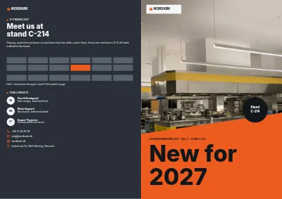 Cover of Trade fair new-products brochure for a kitchen equipment maker – 8 pages