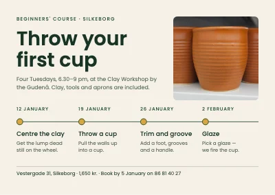 Pottery wheel course — four evenings