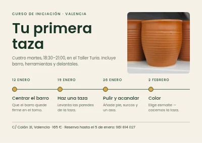 Curso de torno de alfarero — cuatro tardes