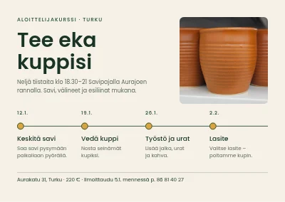 Savenvalukurssi — neljä iltaa