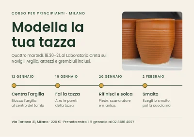 Corso di tornio da vasaio — quattro serate