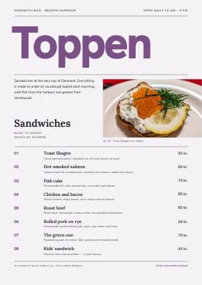 Page 1 of Sandwich bar menu — Skagen harbour