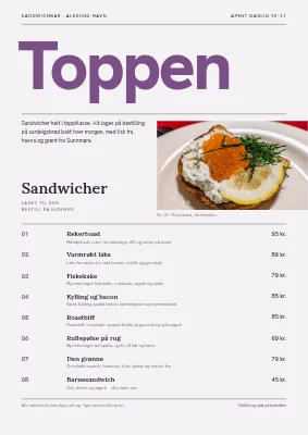 Sandwichbar-meny — Skagen havn