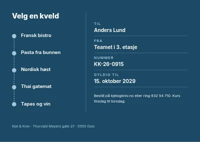 Side 2 av Gavekort — matlagingskurs