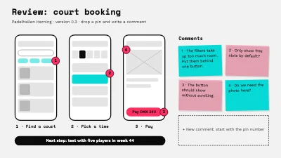 Booking app wireframe review