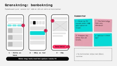 Granskning av wireframe för bokningsapp