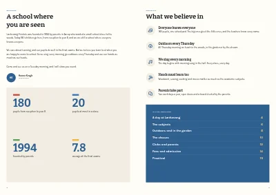 Pages 2–3 of Presentation brochure for an independent school – 16 pages