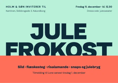 Julefrokost — kæmpe typografi