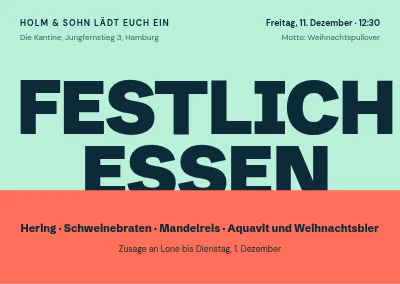 Weihnachtsessen — riesige Schrift