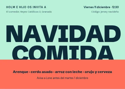 Comida de Navidad — tipografía gigante
