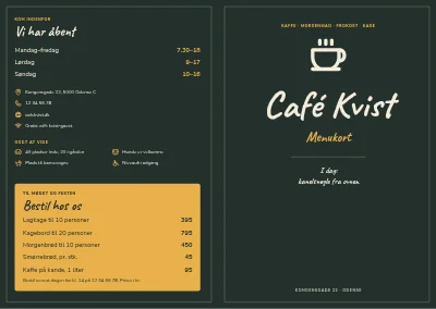 Omslag af Menukort for café – 8 sider