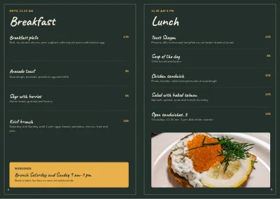 Pages 4–5 of Menu for a café – 8 pages