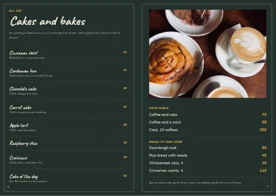 Pages 6–7 of Menu for a café – 8 pages