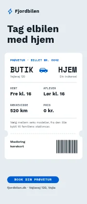 Roll-up til bilforhandler — elbil på prøvetur