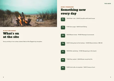 Pagine 8–9 di Campsite welcome booklet – 16 pages
