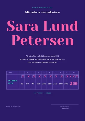 Månadens medarbetare — bowlinghall