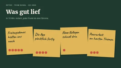 Seite 3 von Retrospektive — das Retro-Board des Teams