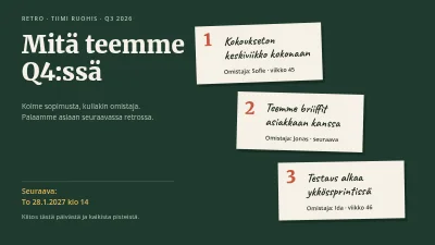 Sivu 6 – Retrospektiivi — tiimin retrotaulu