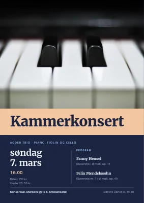 Kammerkonsert — pianotrio i Tønder