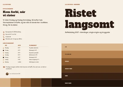 Omslag af Kaffekatalog for kaffebrænderi – 12 sider