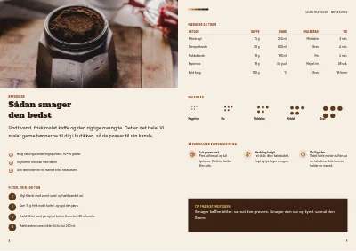 Side 8–9 af Kaffekatalog for kaffebrænderi – 12 sider