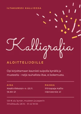Kalligrafiakurssi Valbyssä — kutsu