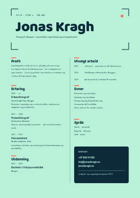 CV for fotograf