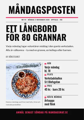 Samhällsmiddag — måndagssupé