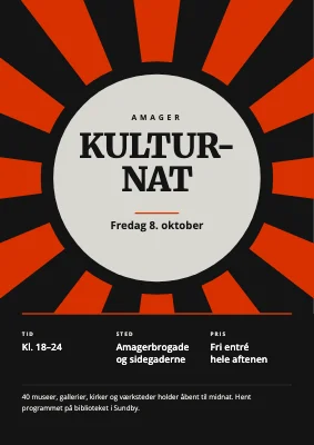 Kulturnat på Amager — plakat med strålesol