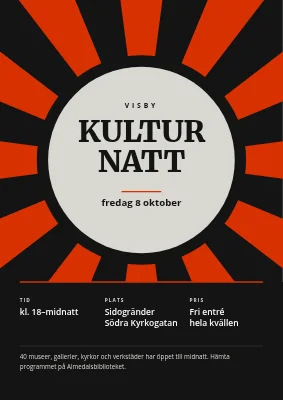 Kulturnatt på Amager — affisch med solstrålar