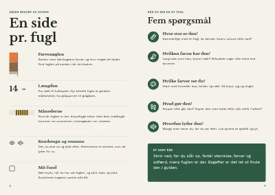 Side 4–5 af Fugleguide for naturcenter – 96 sider