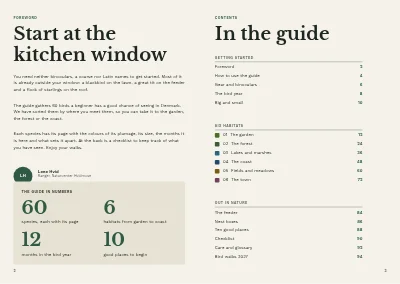 Pages 2–3 of Bird guide for a nature centre – 96 pages