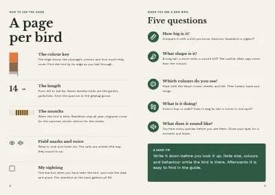Pages 4–5 of Bird guide for a nature centre – 96 pages