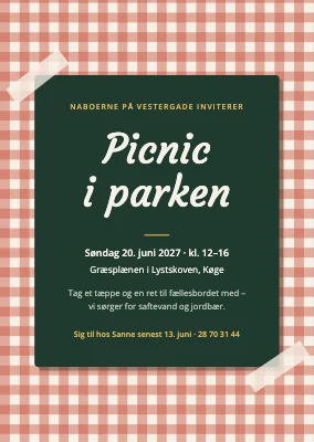 Picnic i parken i Køge — invitation