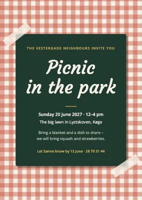 Picnic in the park in Køge — invitation