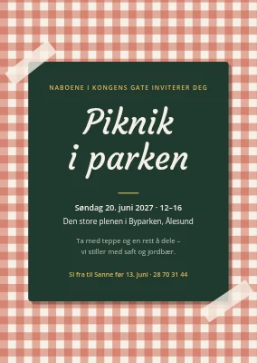 Piknik i parken i Køge — invitasjon