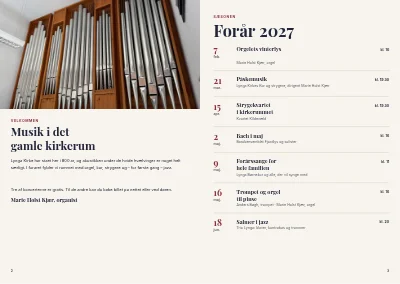 Side 2–3 af Program for kirkekoncerter – 16 sider