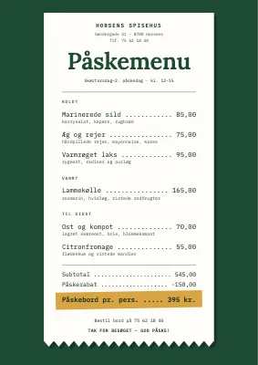 Påskemenu som kvittering — Horsens