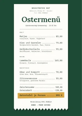 Ostermenü als Kassenbon — Horsens
