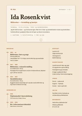 CV til bibliotekar — katalogkort