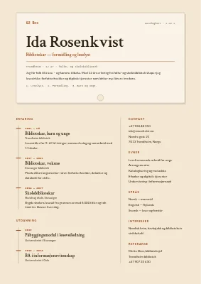 Bibliotekar-CV — katalogkort