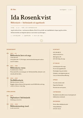Bibliotekariens CV — katalogkort