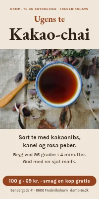 Dørplakat til tebutik — ugens te