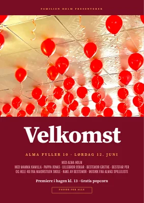 10-årsdag — velkomstskilt i filmplakatstil