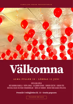 10-årsdag — välkomstskylt i filmaffischstil